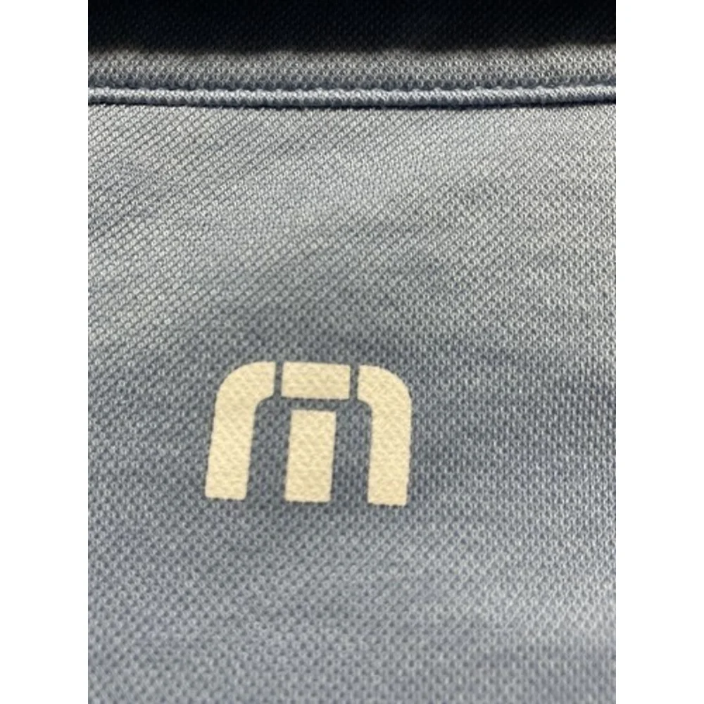 Travis Mathew Blue Stripe Custom Logo Short Sleeve Golf Polo Shirt Men XL‎